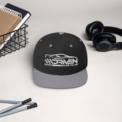 Driven Dads Club Snapback Hat | Adjustable Dad Cap | Car Enthusiast Headwear | Structured Flat Brim Hat | Father Lifestyle Streetwear Cap